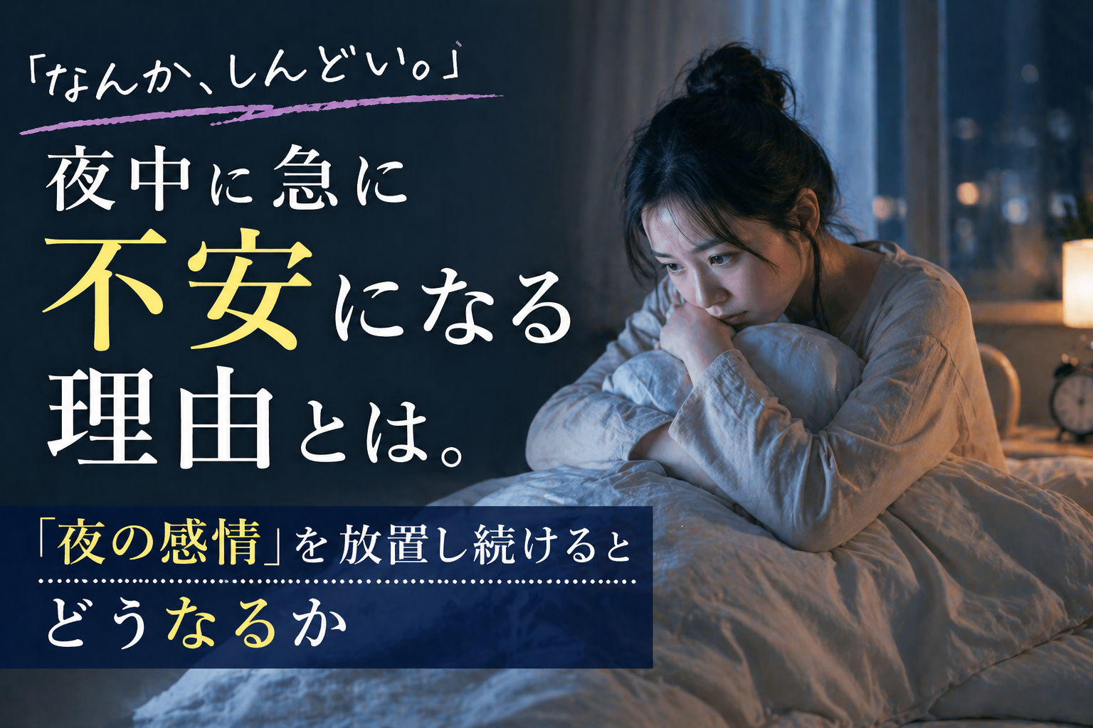 「なんか、しんどい。」夜中に急に不安になる理由とは。「夜の感情」を放置し続けるとどうなるか